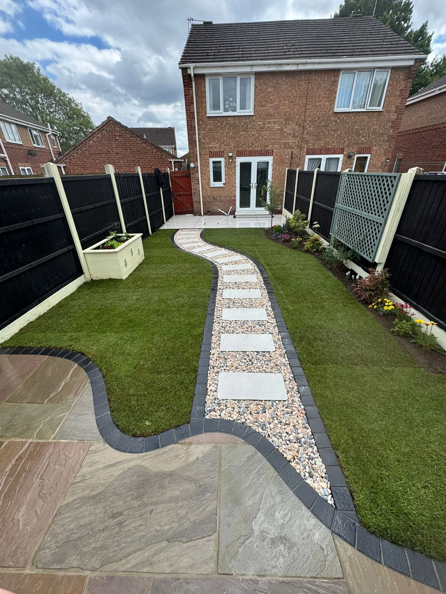 Curved path & lawn